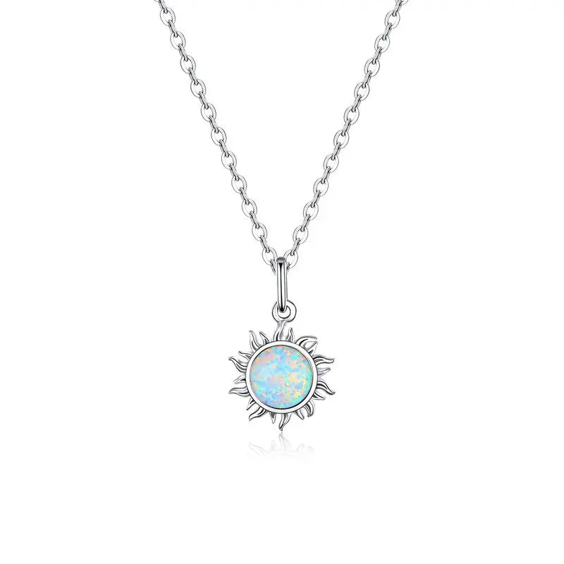 White Opal Sun Necklace