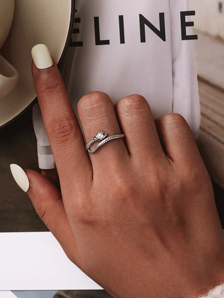 Green Zircon Snake Ring