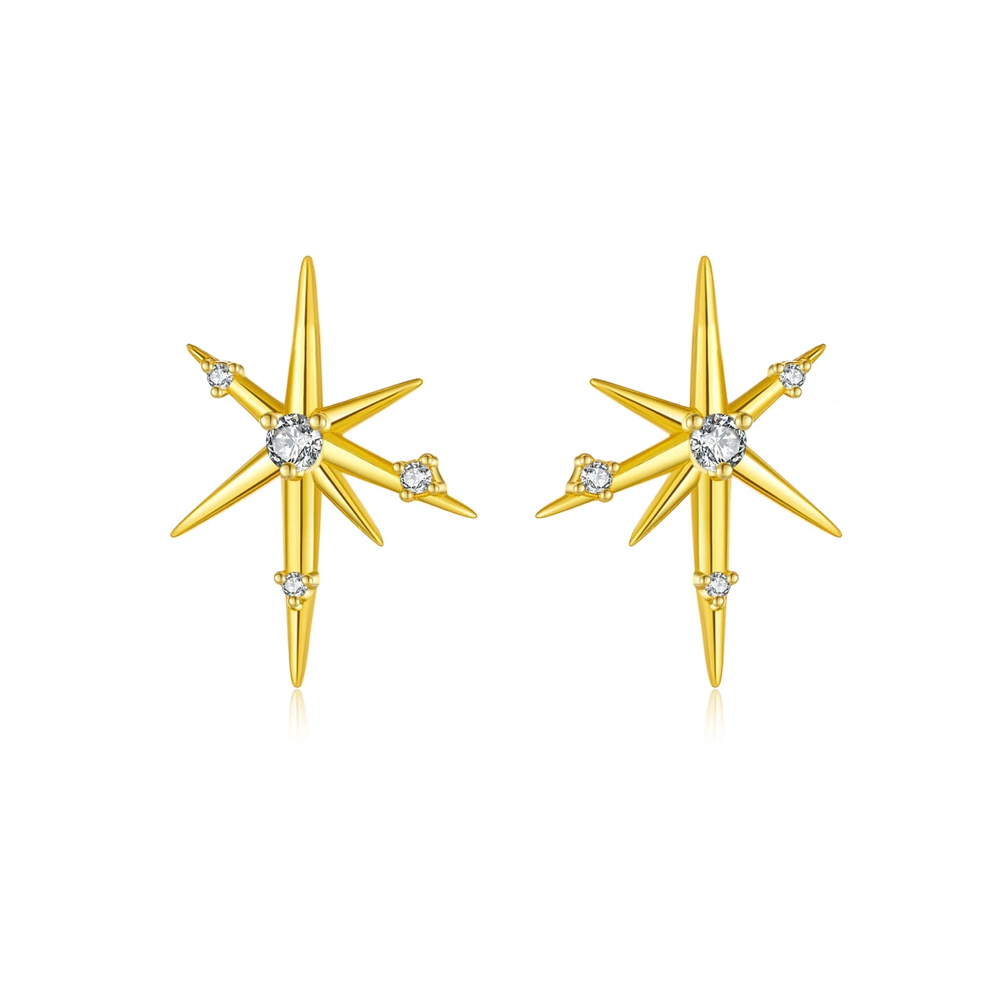 Asymmetrical Star with Zircon Earrings