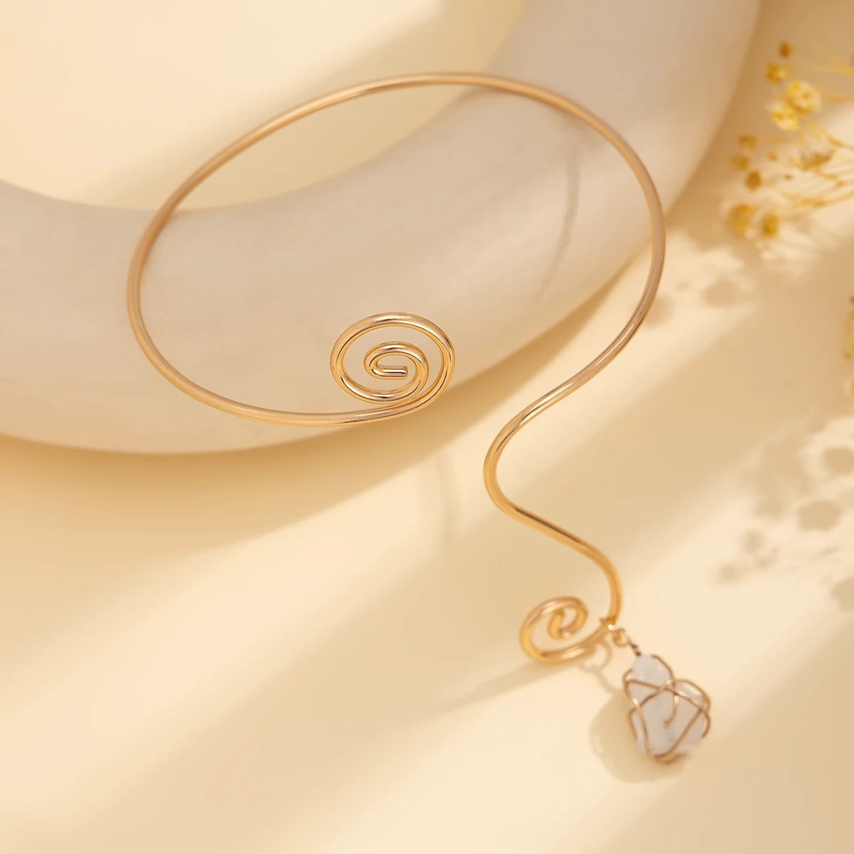 Stone Pendant Cuff Bangles