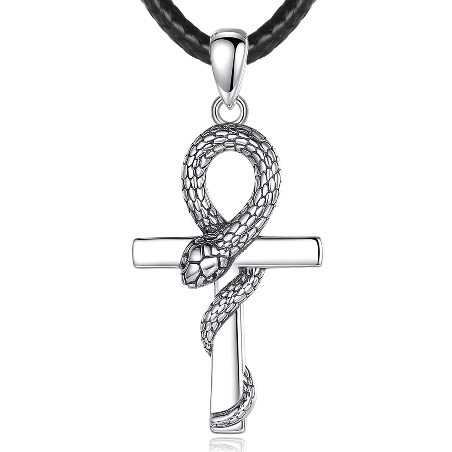Egyptian Ankh Cross Snake Necklace