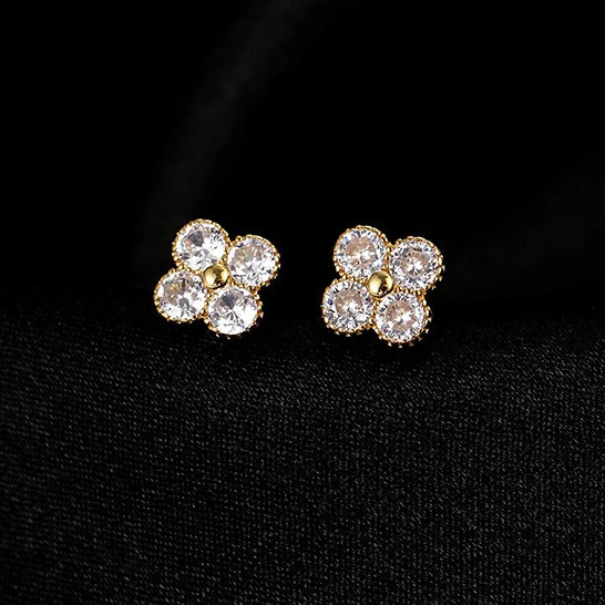 Zircon Clover Stud Earrings