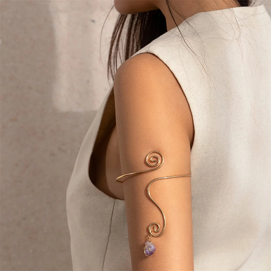 Stone Pendant Cuff Bangles