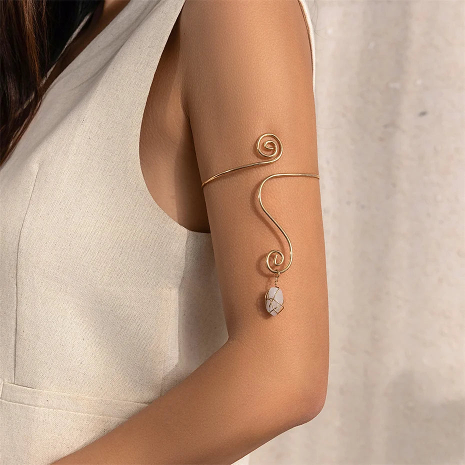 Stone Pendant Cuff Bangles