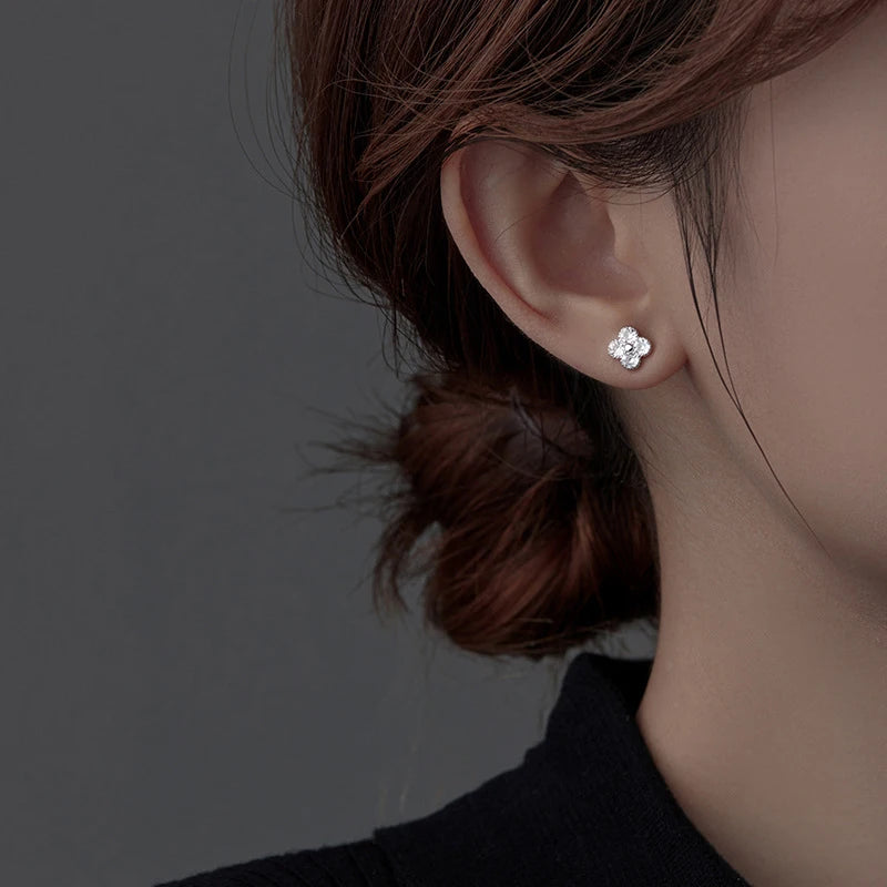 Zircon Clover Stud Earrings
