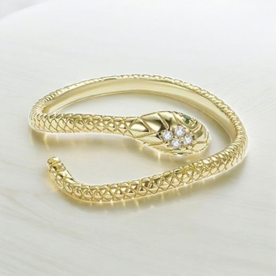 Green Zircon Snake Ring