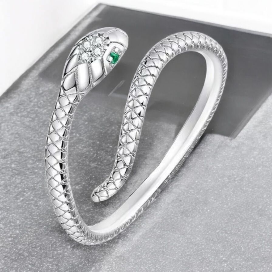 Green Zircon Snake Ring