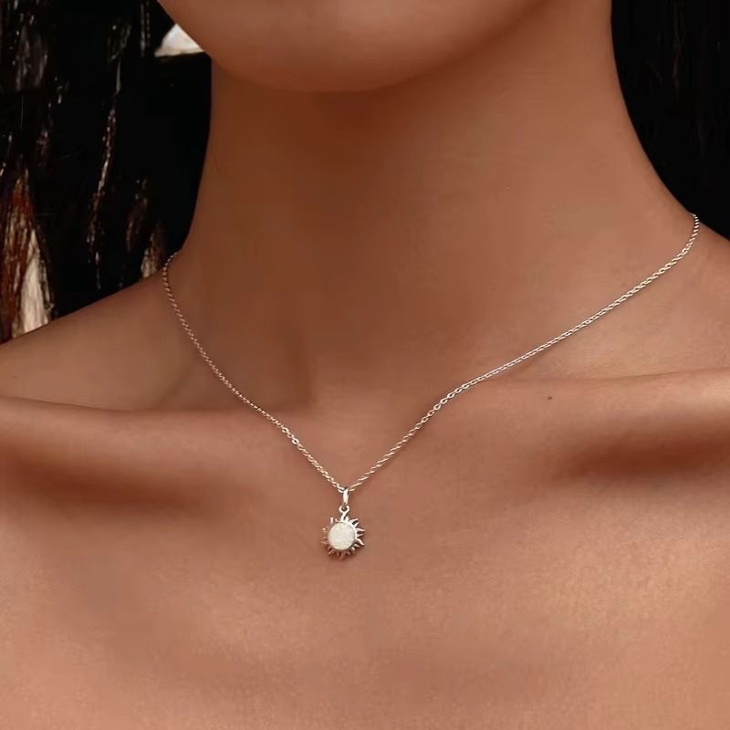 White Opal Sun Necklace