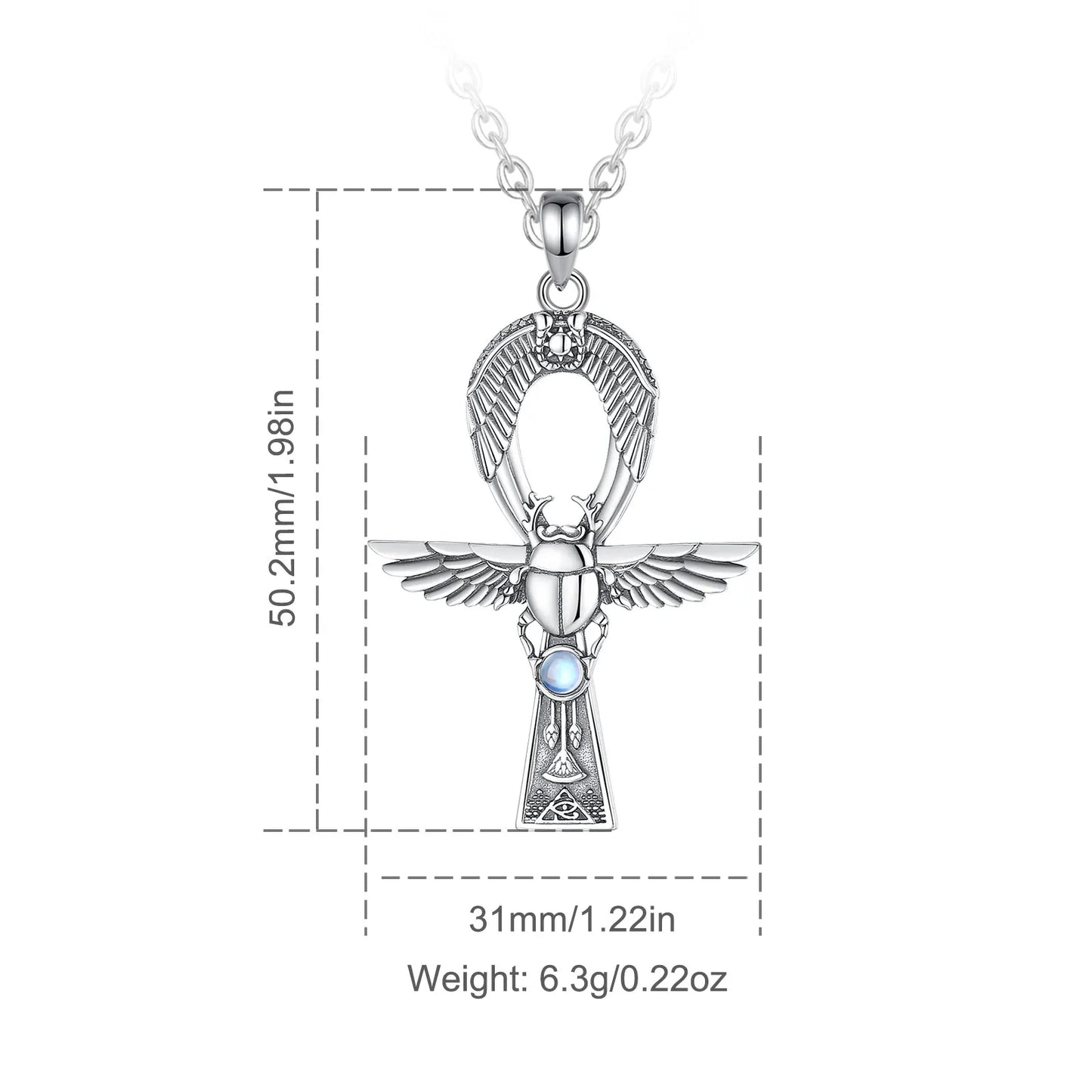 Ankh Gigcoil  Moonstone Necklace