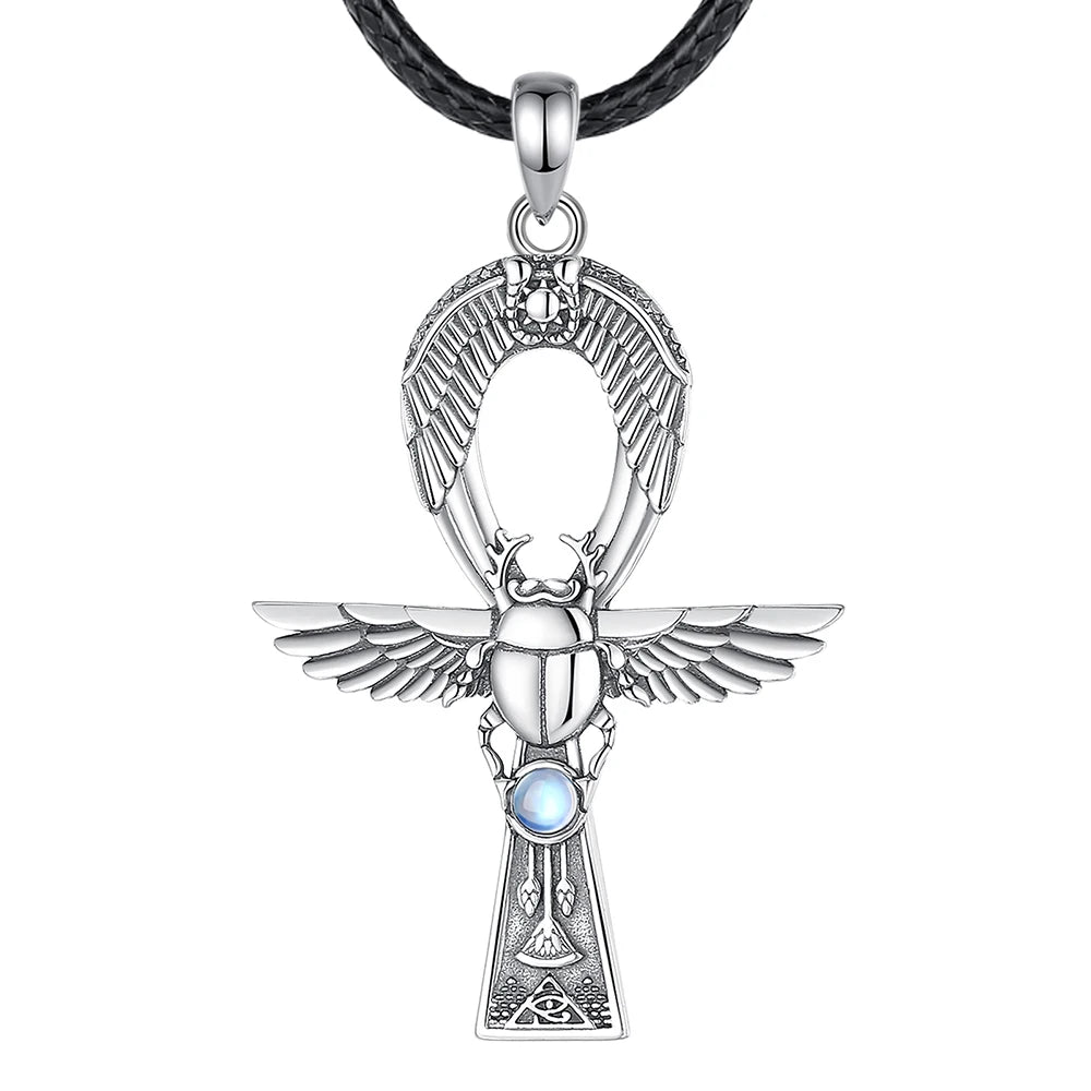 Ankh Gigcoil  Moonstone Necklace