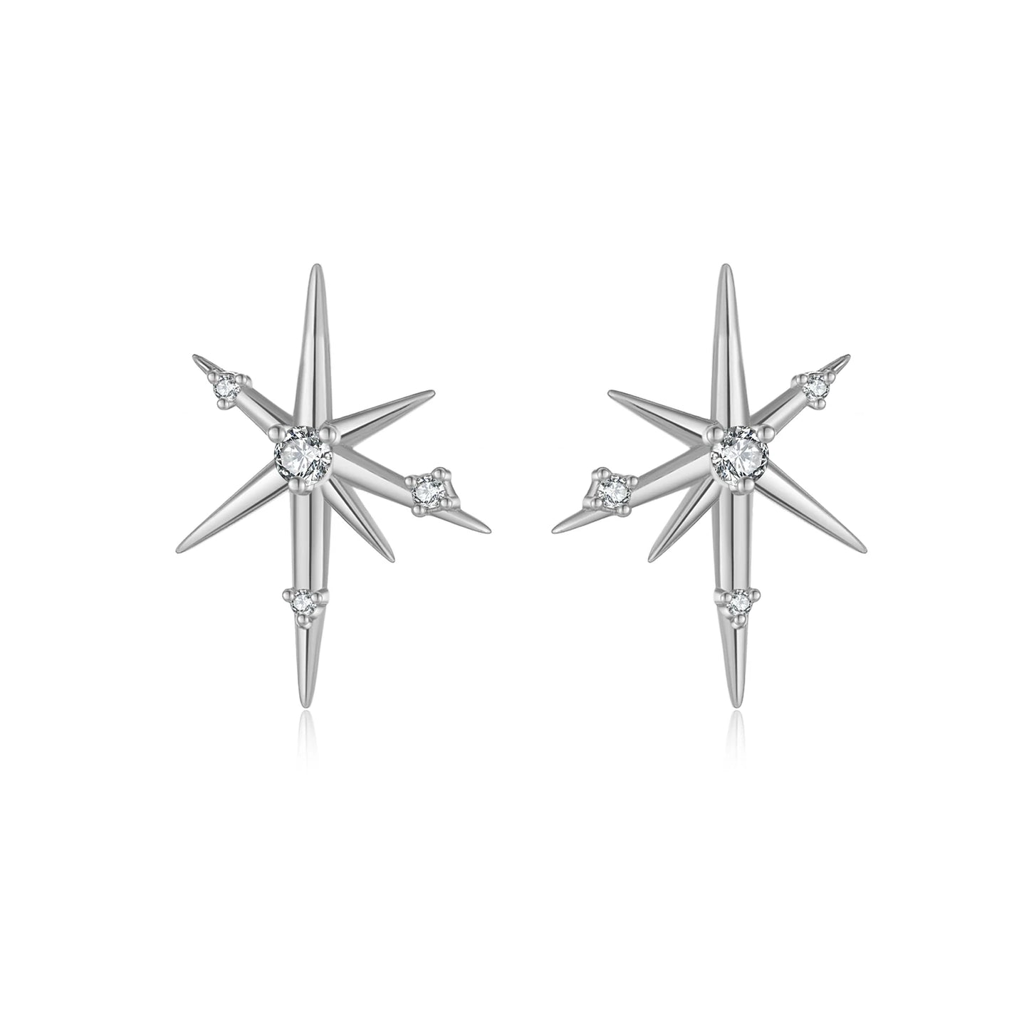 Asymmetrical Star with Zircon Earrings