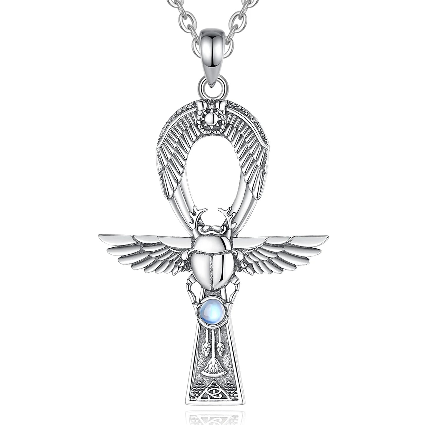 Ankh Gigcoil  Moonstone Necklace