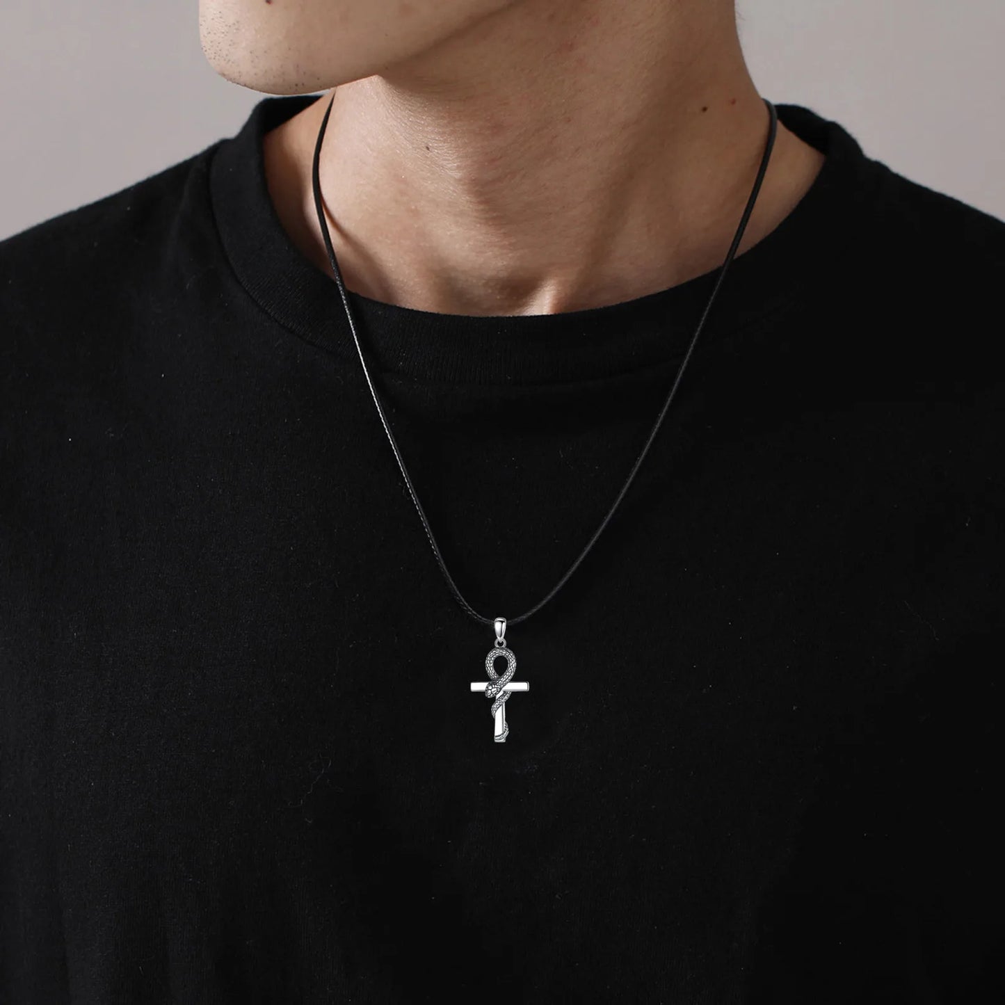 Egyptian Ankh Cross Snake Necklace
