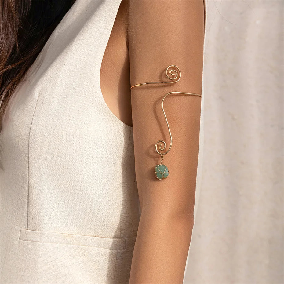 Stone Pendant Cuff Bangles