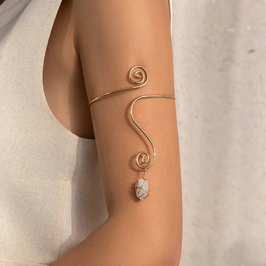 Stone Pendant Cuff Bangles