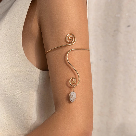 Stone Pendant Cuff Bangles