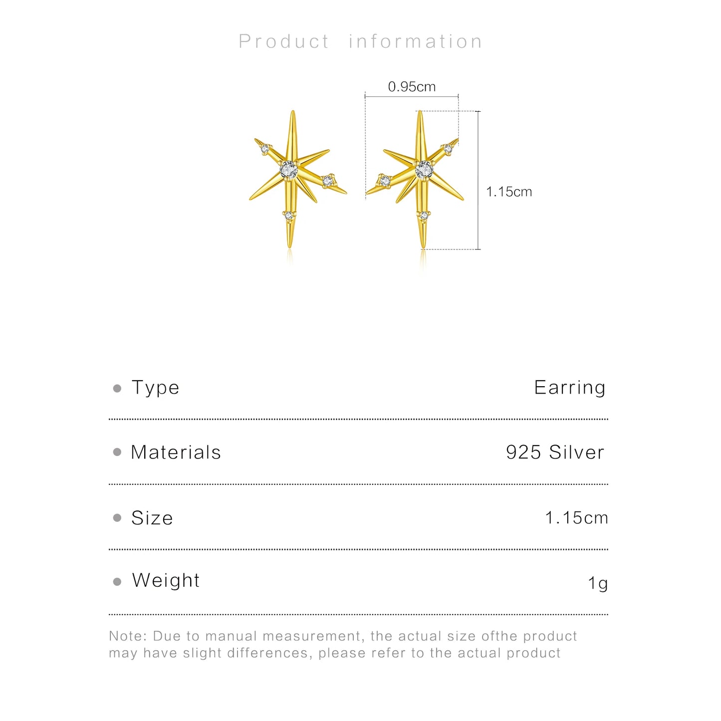 Asymmetrical Star with Zircon Earrings