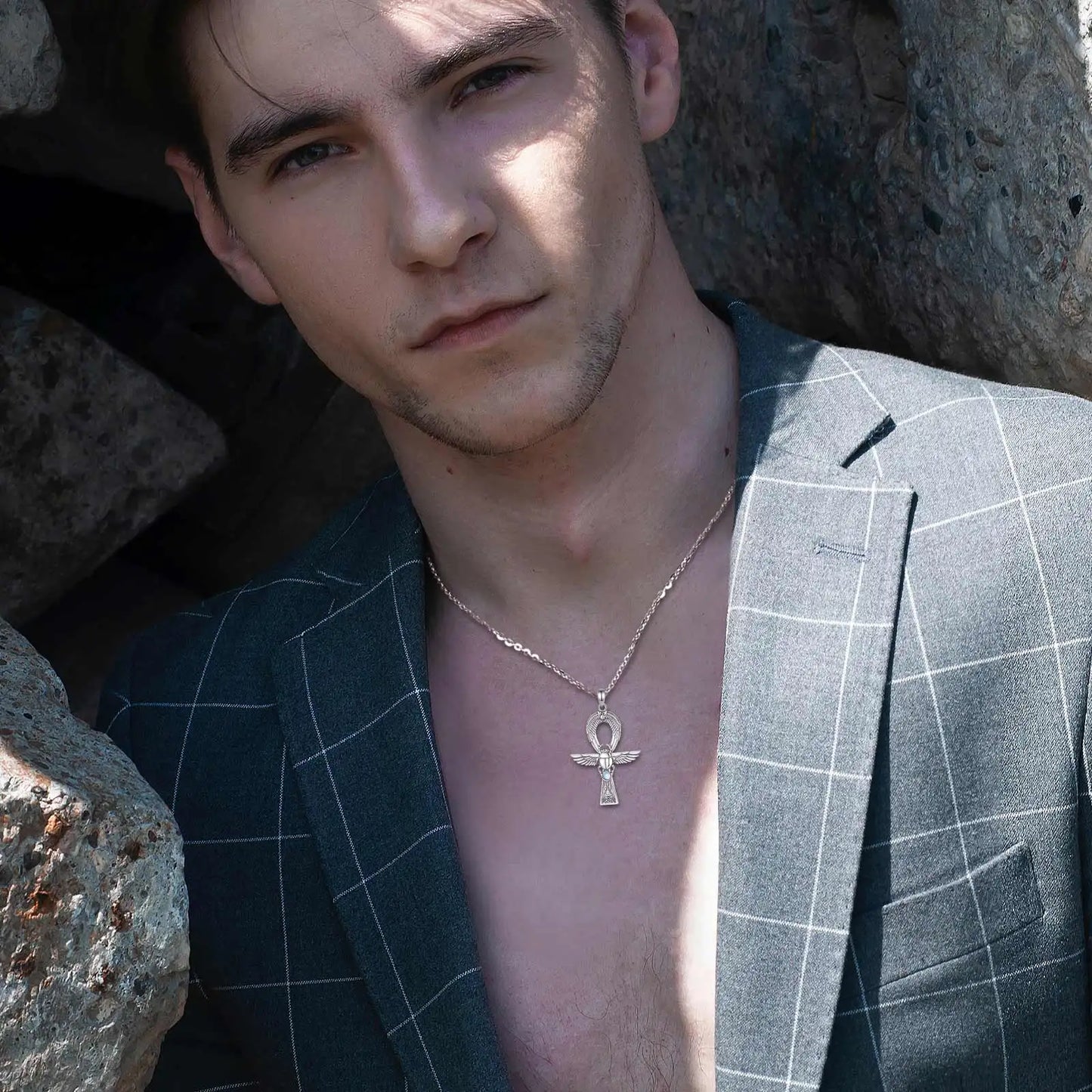 Ankh Gigcoil  Moonstone Necklace