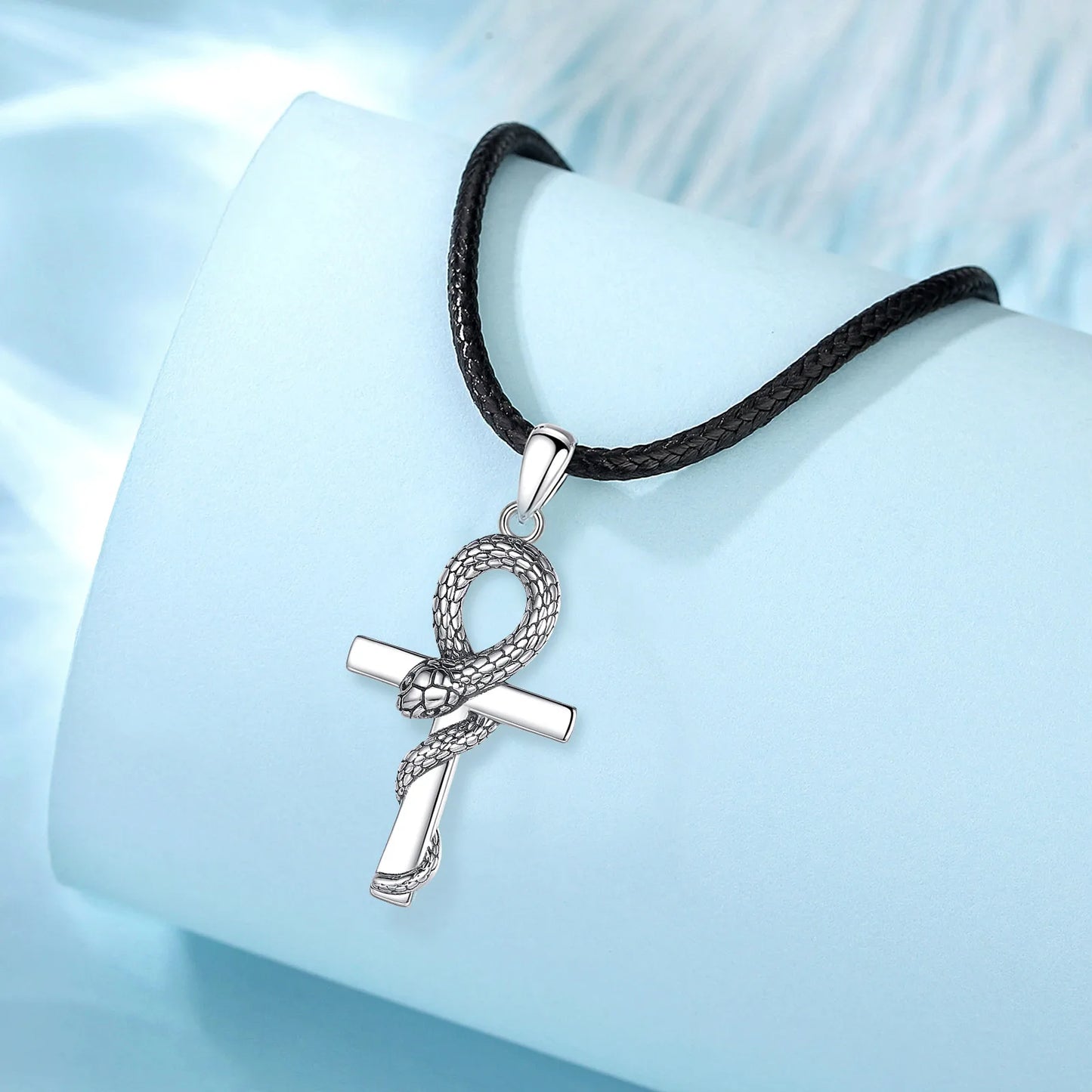 Egyptian Ankh Cross Snake Necklace