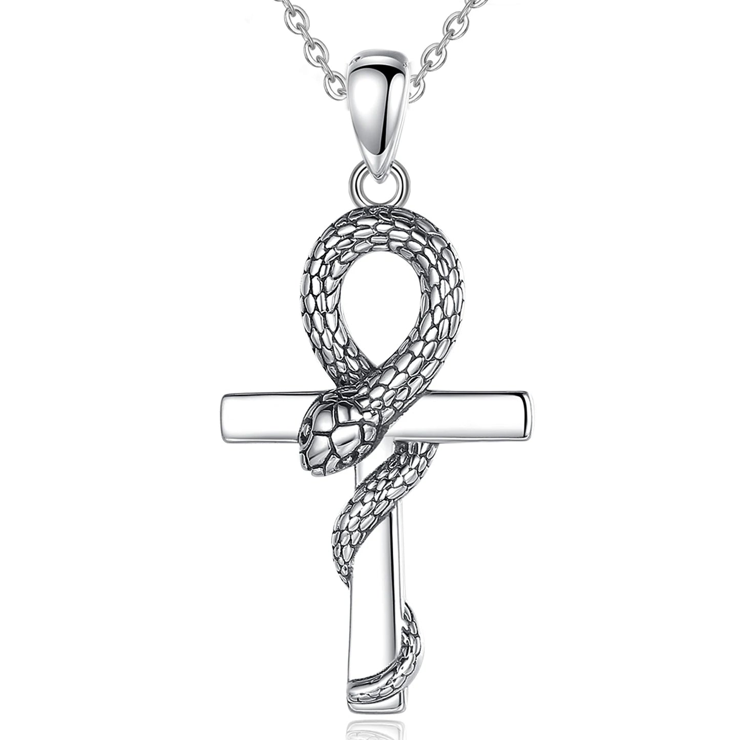 Egyptian Ankh Cross Snake Necklace