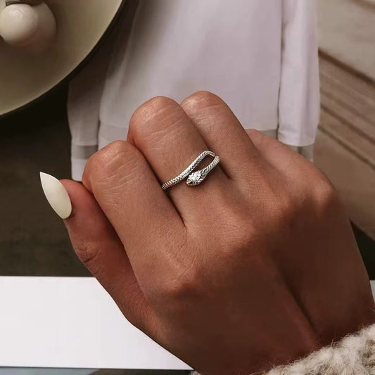 Green Zircon Snake Ring
