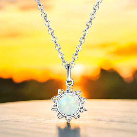 White Opal Sun Necklace