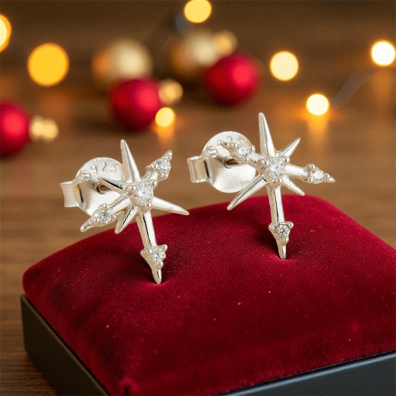 Asymmetrical Star with Zircon Earrings