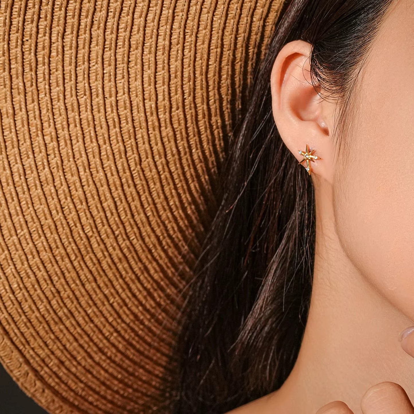 Asymmetrical Star with Zircon Earrings